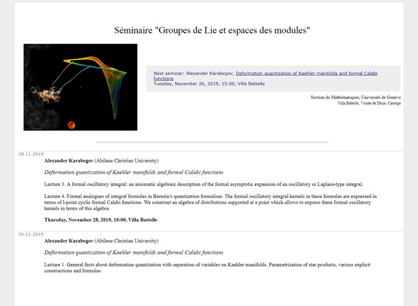 Groupes de Lie et espaces des modules